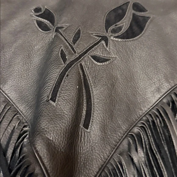 Brandy Melville Black Leather Jacket with Fringe - Picture 5 of 15